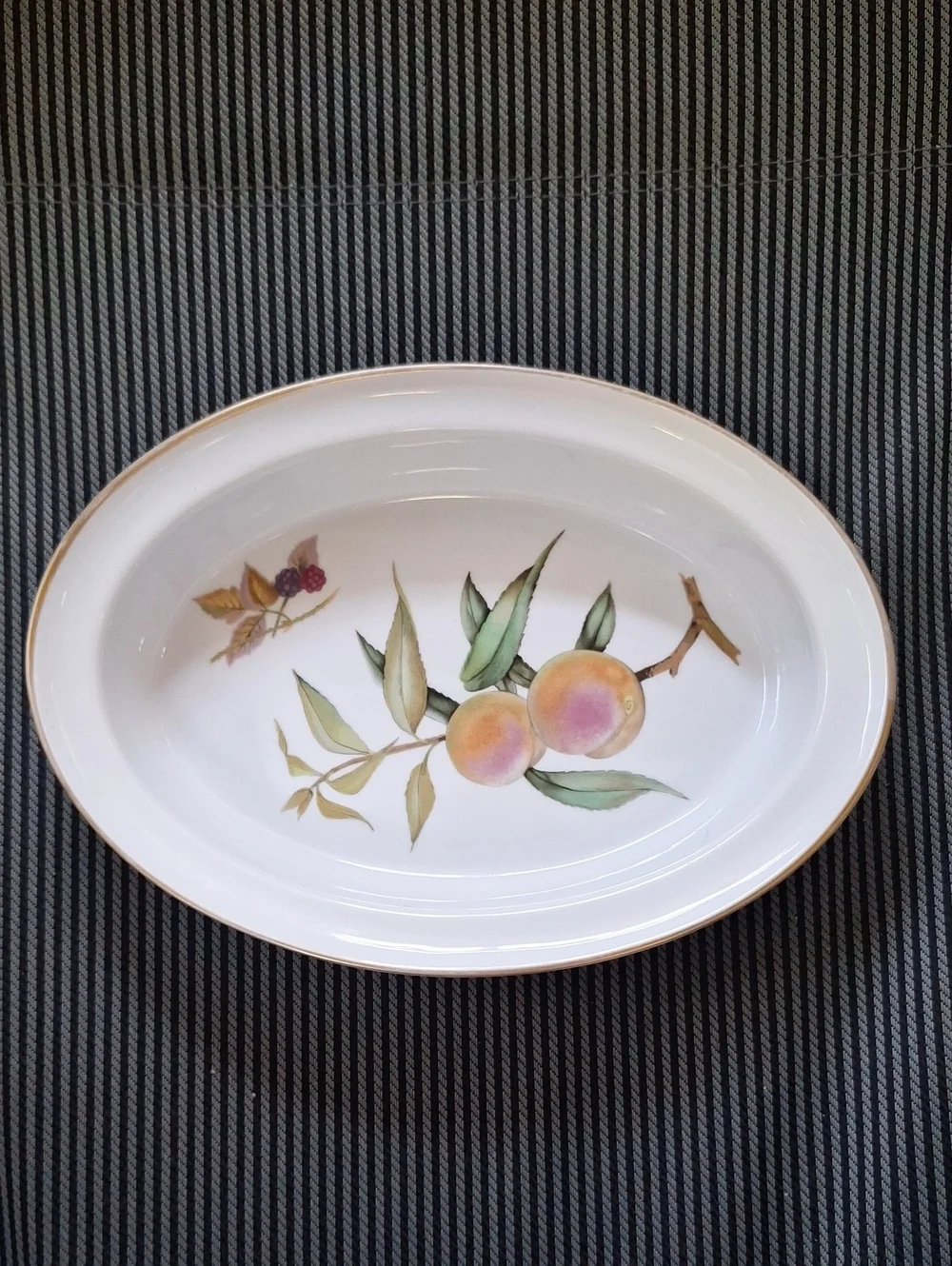 Vintage Royal Worcester Evesham Gold Oval Fruit Pattern Platter 1961